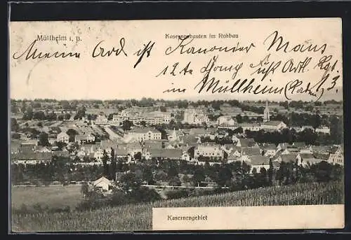 AK Müllheim i. B., Kasernengebiet, Kasernenbauten im Rohbau