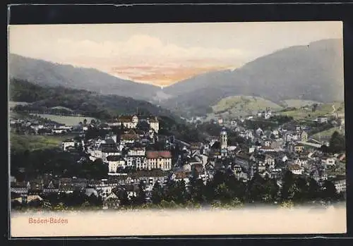 AK Baden-Baden, Gesamtansicht vom Berg aus
