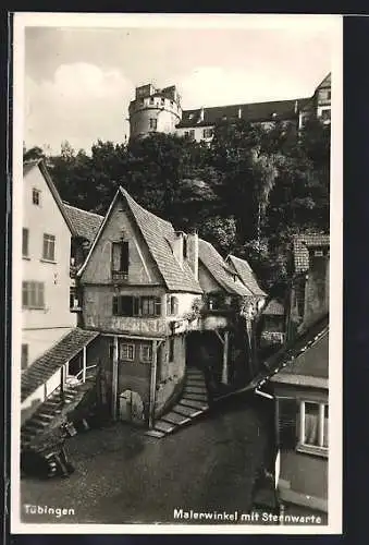 AK Tübingen, Malerwinkel mit Sternwarte