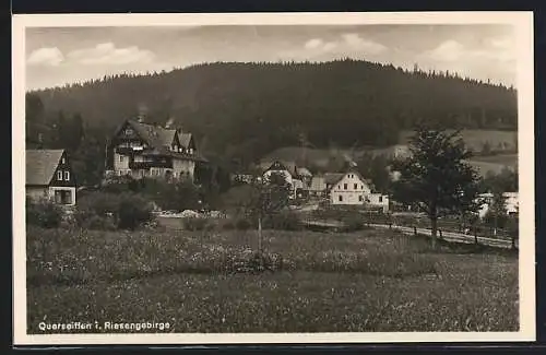 AK Querseiffen i. Riesengebirge, Ortsansicht mit dem Gerichtskretscham