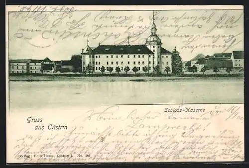 AK Cuestrin / Kostrzyn, Blick auf die Schloss-Kaserne