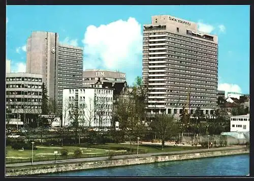 AK Frankfurt a. M., Partie am Main mit Blick zum Hotel Frankfurt Intercontinental