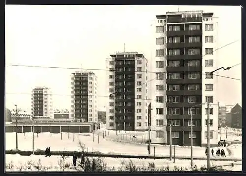 AK Plauen i. Vogtl., Hochhäuser am oberen Bahnhof