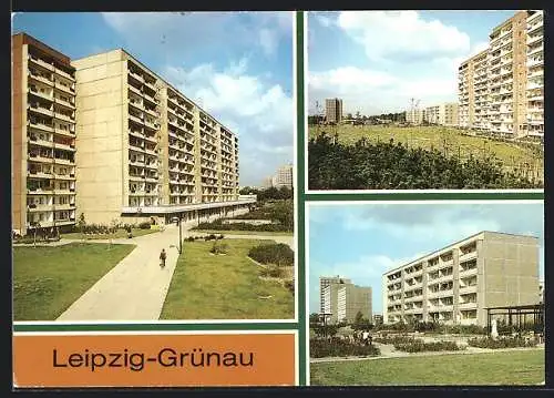 AK Leipzig-Grünau, Blicke in die Alte Salzstrasse, Weissendornstrasse und Grünauer Allee