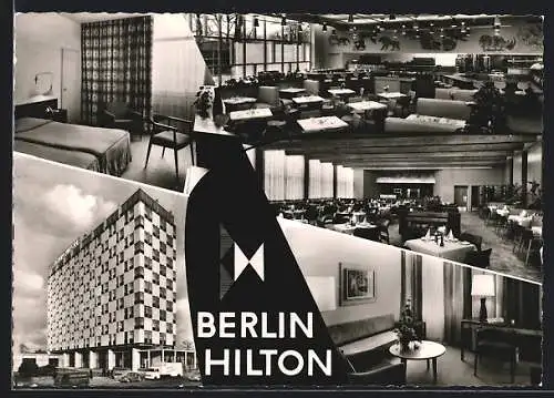 AK Berlin, Das Hilton Hotel mit Innenansichten