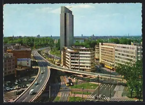 AK Düsseldorf, Hochstrasse und Thyssen-Haus