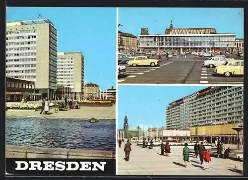 AK Dresden, Interhotels Prager Strasse, Kulturpalast und Wohnzeile Prager Strasse