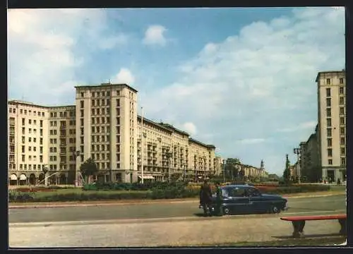 AK Berlin-Friedrichshain, Neubauten in der Karl Marx-Allee