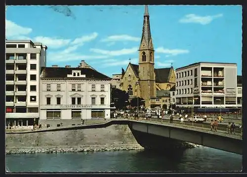 AK Villach /Kärnten, Draupartie mit Blick auf die Kirche