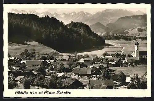 AK Altstädten, Ortsansicht mit dem Allgäuer Hochgebirge