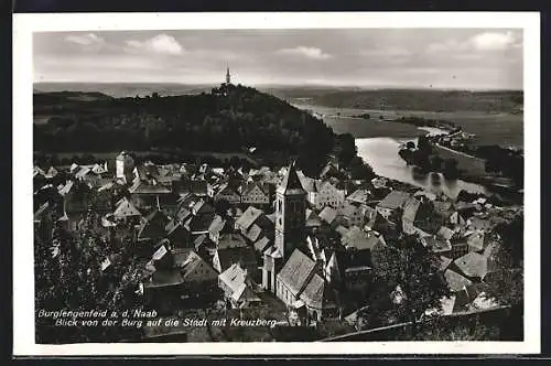 AK Burglengenfeld a. d. Naab, Blick von der Burg auf die Stadt mit Kreuzberg