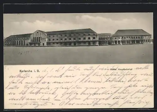 AK Karlsruhe i. B., Blick auf den neuen Hauptbahnhof