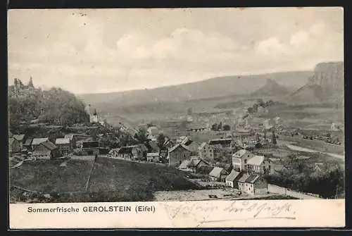 AK Gerolstein /Eifel, Ortsansicht mit Ruine Auburg