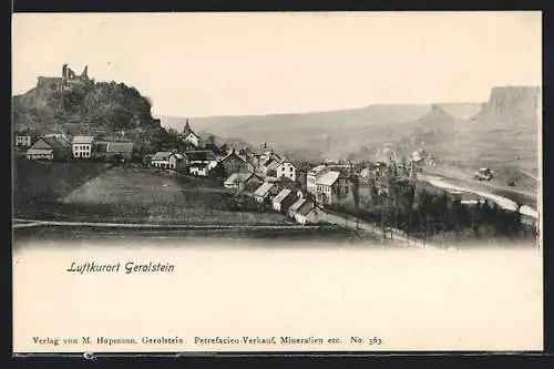 AK Gerolstein, Die Ruine Auburg über der Ortschaft