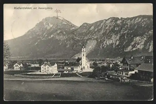 AK Kiefersfelden, Ortsansicht mit dem Kaisergebirge