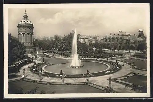 AK Mannheim, Fontäne am Friedrichsplatz
