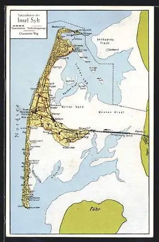 AK Sylt, Landkarte der Insel und Umgebung