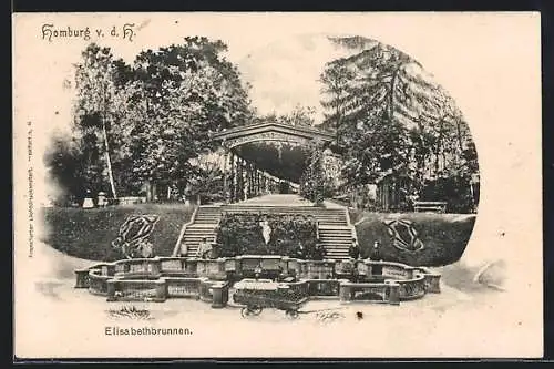 AK Homburg v. d. H., Partie am Elisabethbrunnen
