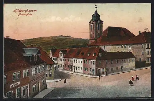 AK Hildburghausen, Der Marienplatz im Sonnenaufgang