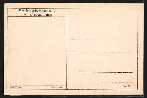 AK Freudenstadt, Wandelhalle und Wappenbrunnen