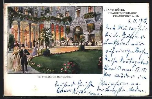 AK Frankfurt /Main, Grand Hotel Frankfurter Hof, Im Frankfurter Hof-Garten