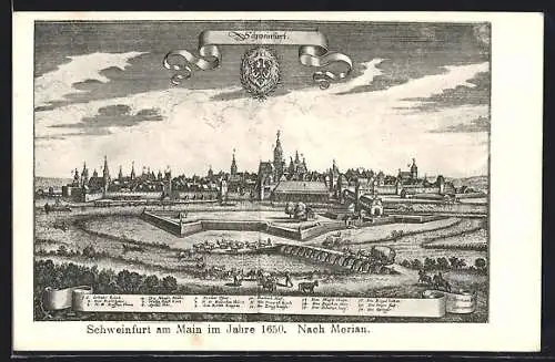 AK Schweinfurt am Main, Ortsansicht im Jahre 1650 nach Merian