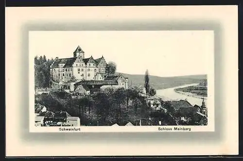 Passepartout-AK Schweinfurt, Schloss Mainberg aus der Vogelschau