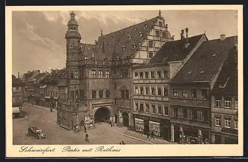 AK Schweinfurt, Geschäft von August Fischer, Rathaus