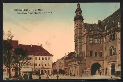 AK Schweinfurt a. Main, Geburtshaus Friedr. Rückerts und Rathaus