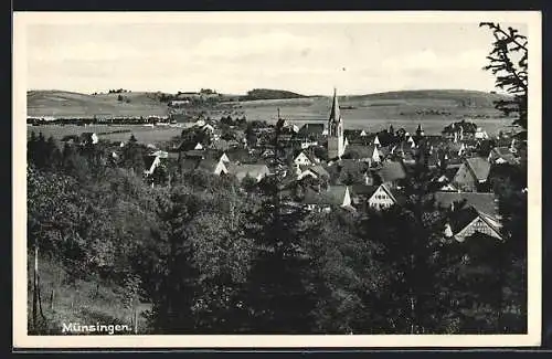 AK Münsingen, Ortsansicht mit Kirche