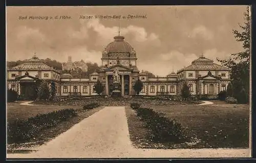 AK Bad Homburg v. d. Höhe, Kaiser Wilhelm-Bad und Denkmal