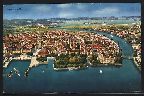 AK Konstanz a. B., Ortsansicht aus der Vogelschau