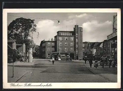 AK Itzehoe, Sparkasse, Litfasssäule, Dithmarscherplatz