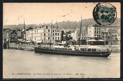 AK Bonfleur, Le Port, Arrivée du Steamer du Havre, Hafenpartie