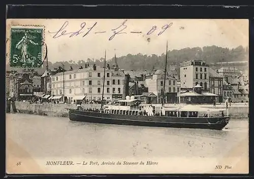 AK Honfleur, Le Port, Arrivée du Steamer du Havre