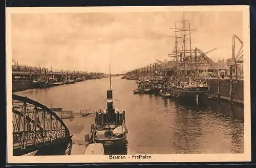 AK Bremen, Blick über den Freihafen