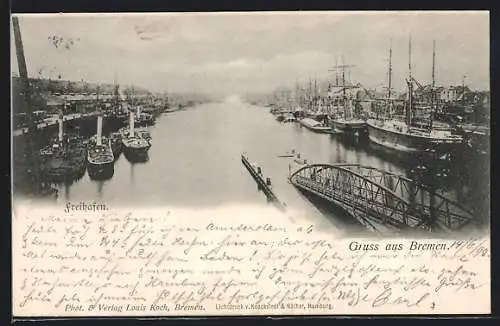 AK Bremen, Blick über den Freihafen
