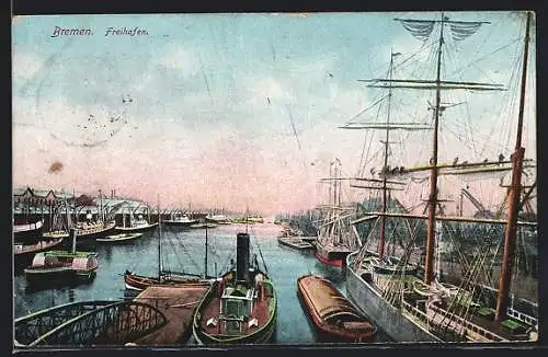 AK Bremen, Raddampfer am Freihafen