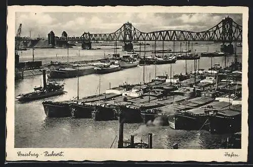 AK Duisburg-Ruhrort, Blick über den Hafen