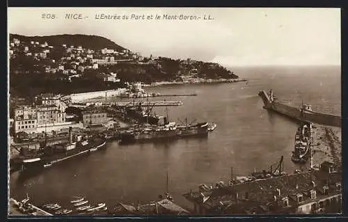 AK Nice / Nizza, l`Entrée du Port et le Mont-Boron, Motiv des Hafens