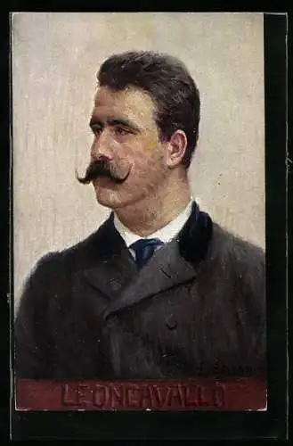 AK Portrait von Ruggero Leoncavallo, Komponist