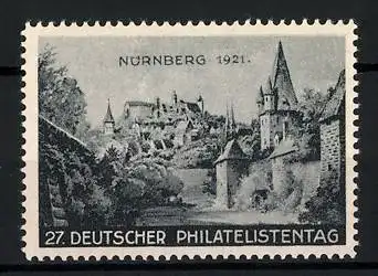 Reklamemarke Nürnberg, 27. Deutscher Philatelistentag 1921, Stadtansicht