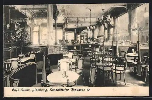 AK Hamburg-Eimsbüttel, Innenansicht vom Cafe Stunz in der Eimsbütteler Chaussee 42