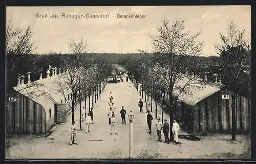 AK Rehagen-Clausdorf, Barackenlager mit Soldaten