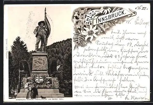Lithographie Innsbruck, Andreas Hofer-Monument am Berg Isel