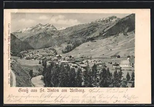 AK St. Anton am Arlberg, Blick zum Ort
