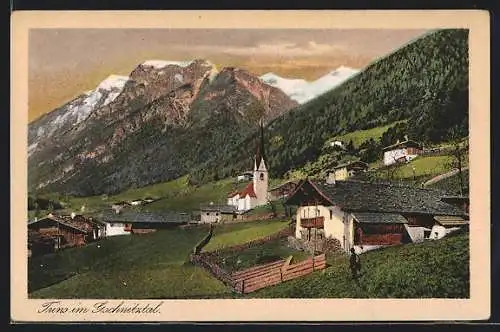 AK Trins im Gschnitztal, Ortsansicht mit Kirche