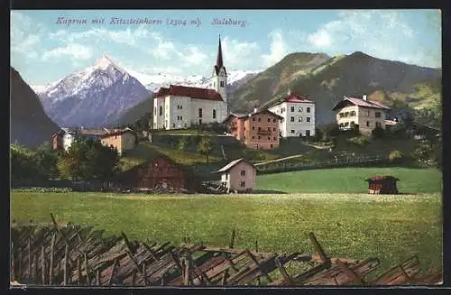 AK Kaprun / Salzburg, Kirche mit Umgebung und Kitzsteinhorn