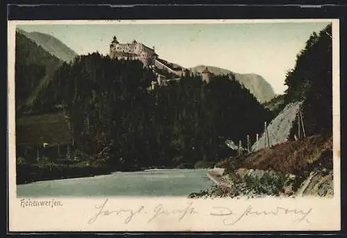 AK Hohenwerfen, Blick zum Schloss