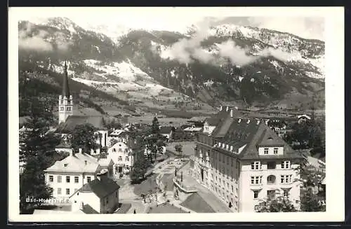 AK Bad-Hofgastein, Teilansicht mit Kirche aus der Vogelschau